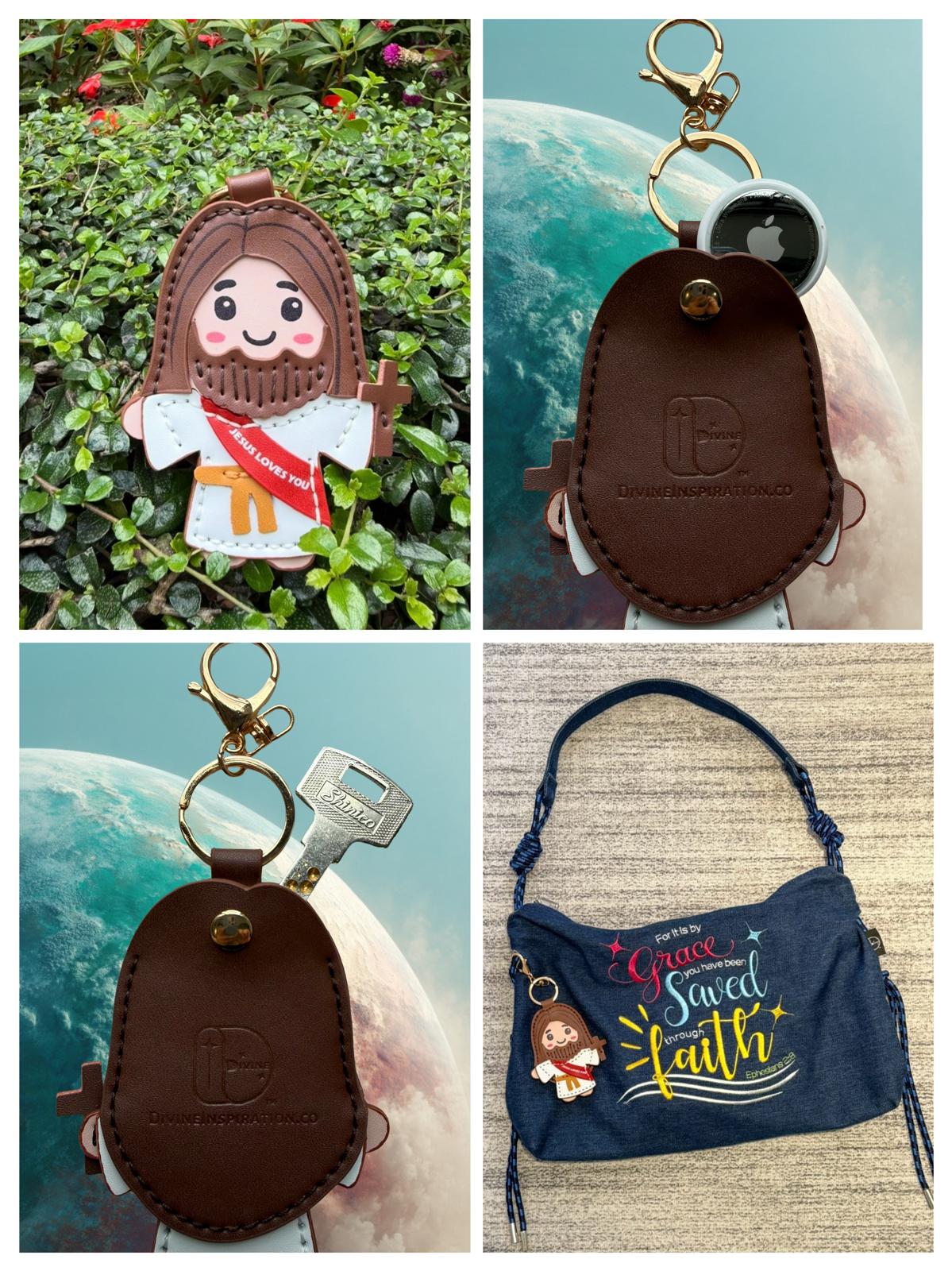 Jesus Loves You Leather AirTag Case