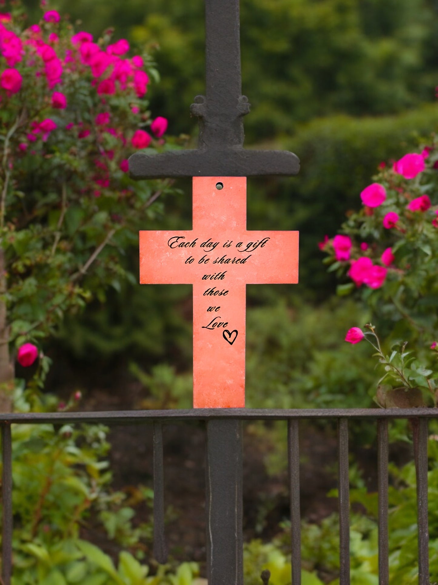 “Every day is a gift to be shared those we love”Hand painted wooden cross [Made to Order]