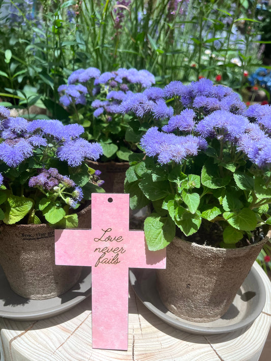 “Love never fails!”Hand painted wooden cross [Made to Order]