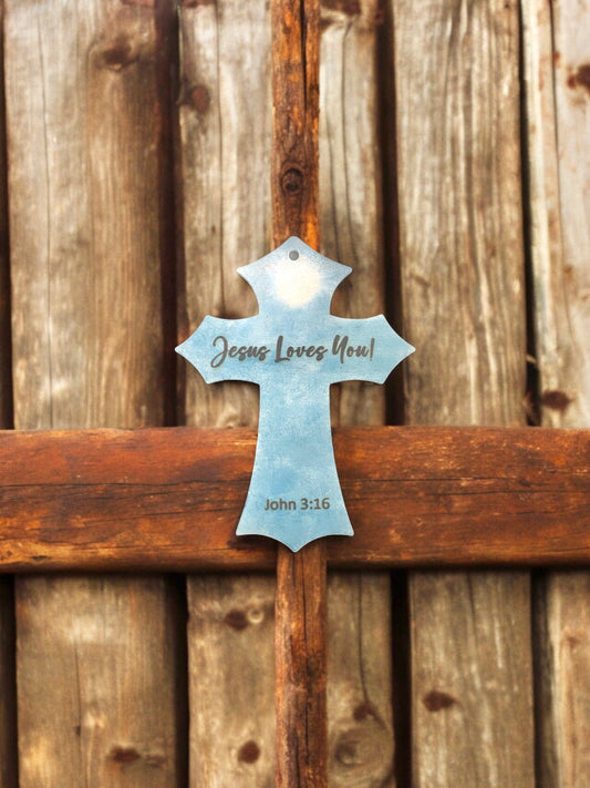 “Jesus loves you!“Hand painted wooden cross [Made to Order]