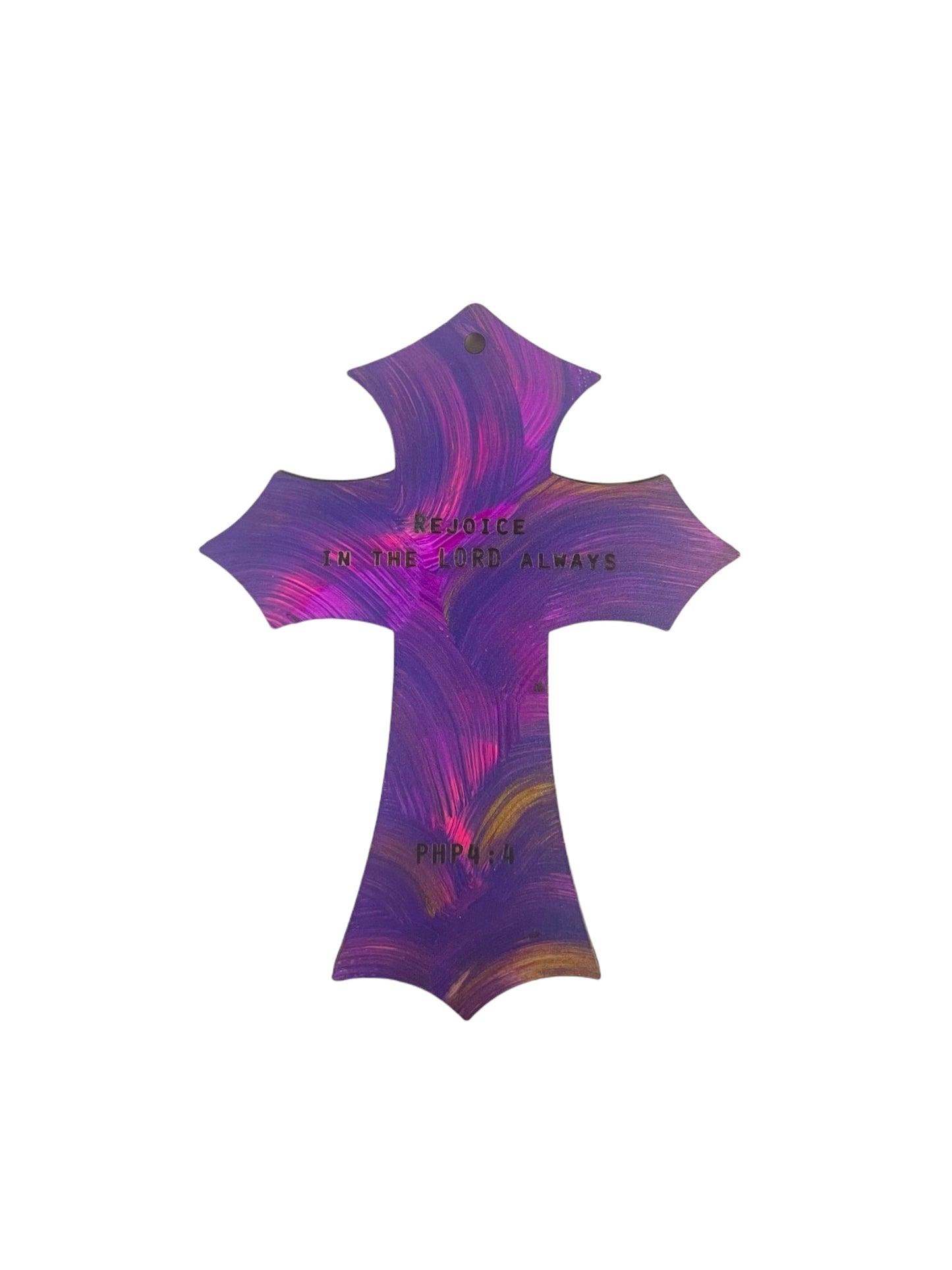 “Rejoice in Lord always!” Hand painted wooden cross [Made to Order]