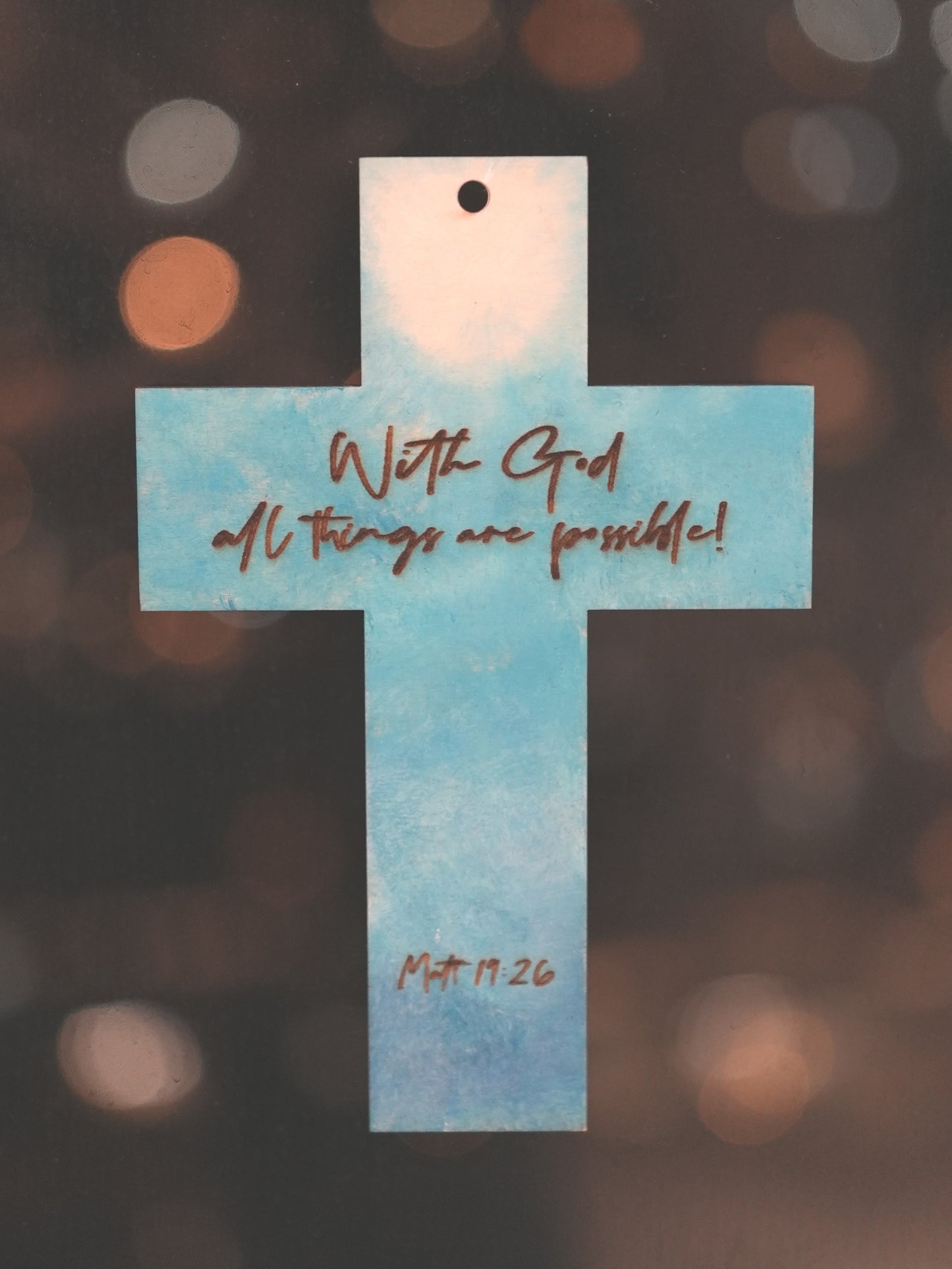 “With God all things are possible,”Hand painted wooden cross [Made to Order]