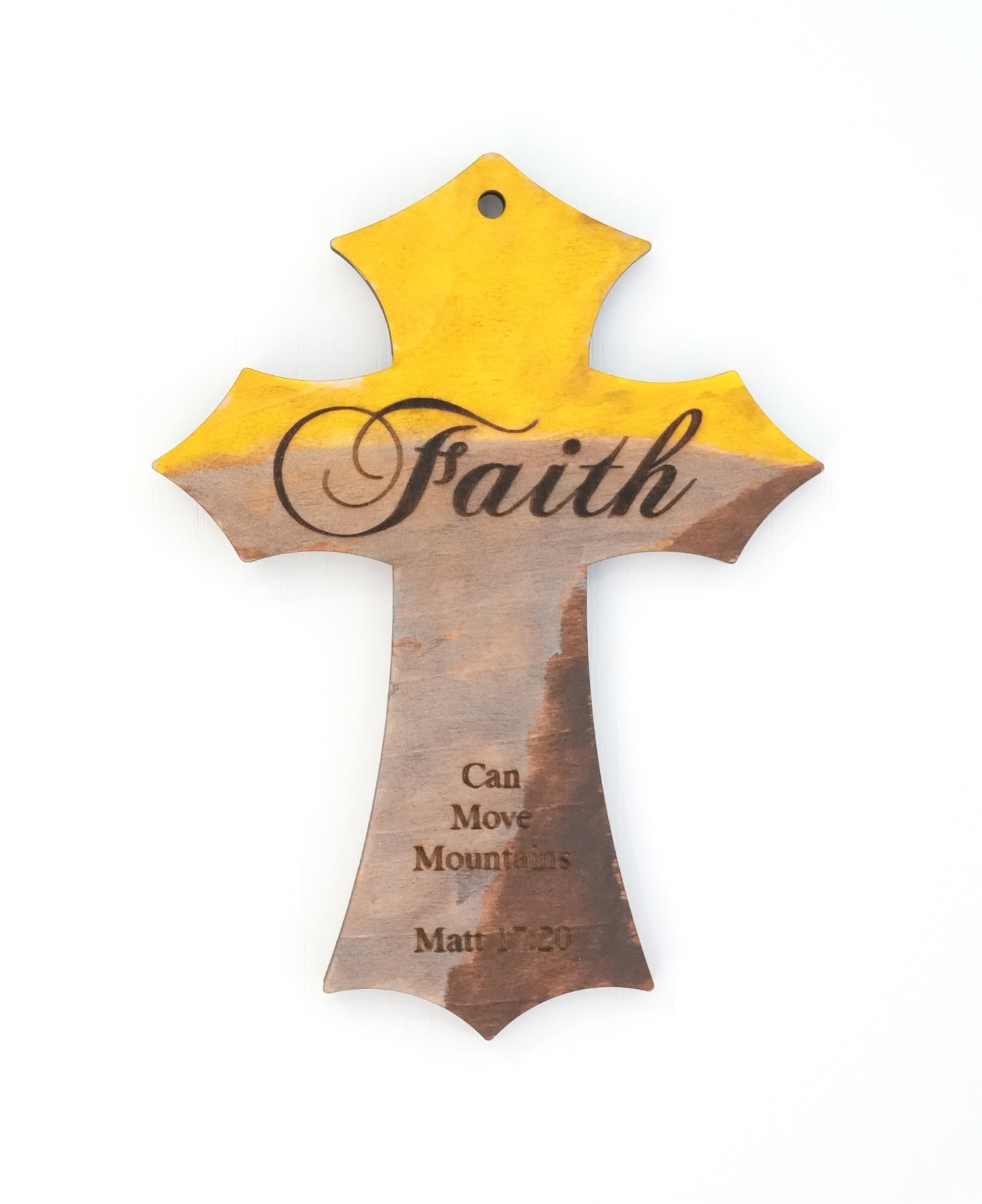 “Faith can move mountains!” Hand painted wooden cross [Made to Order]
