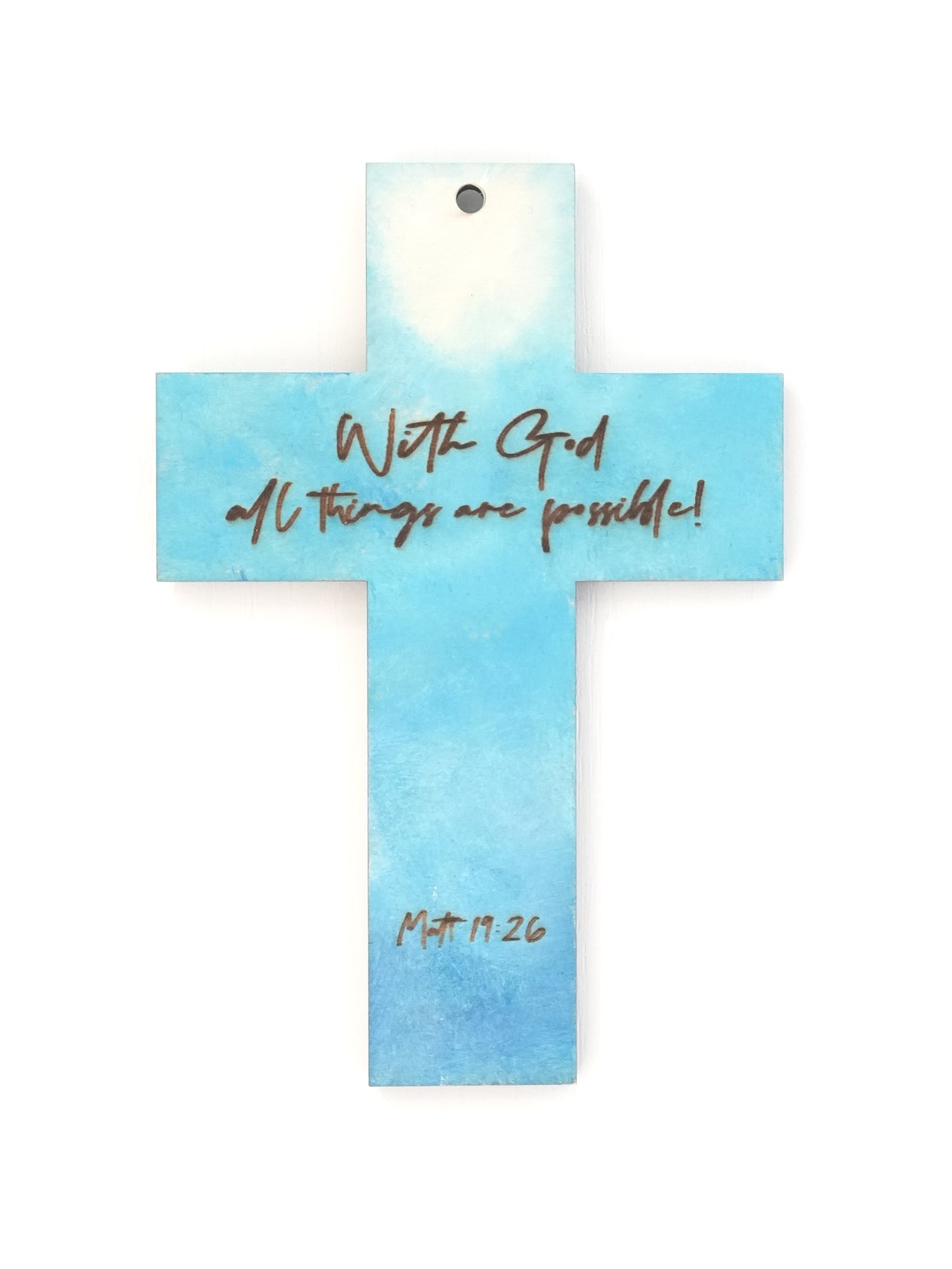 “With God all things are possible,”Hand painted wooden cross [Made to Order]