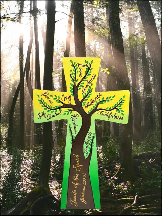 “Fruits of the Spirit” Hand painted wooden cross [Made to Order]